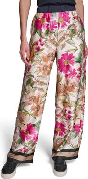 KARL LAGERFELD PARIS Floral Print Wide Leg Pants