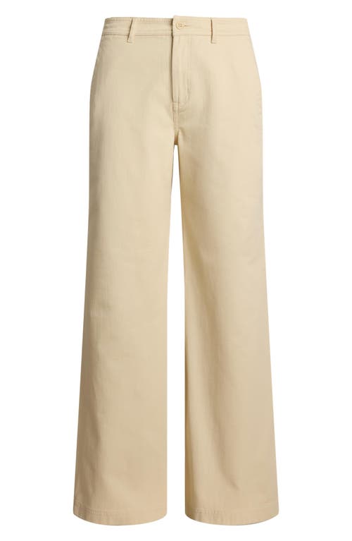 Ralph Lauren Lauren Wide Leg Cotton Twill Pants In Ivory Beige