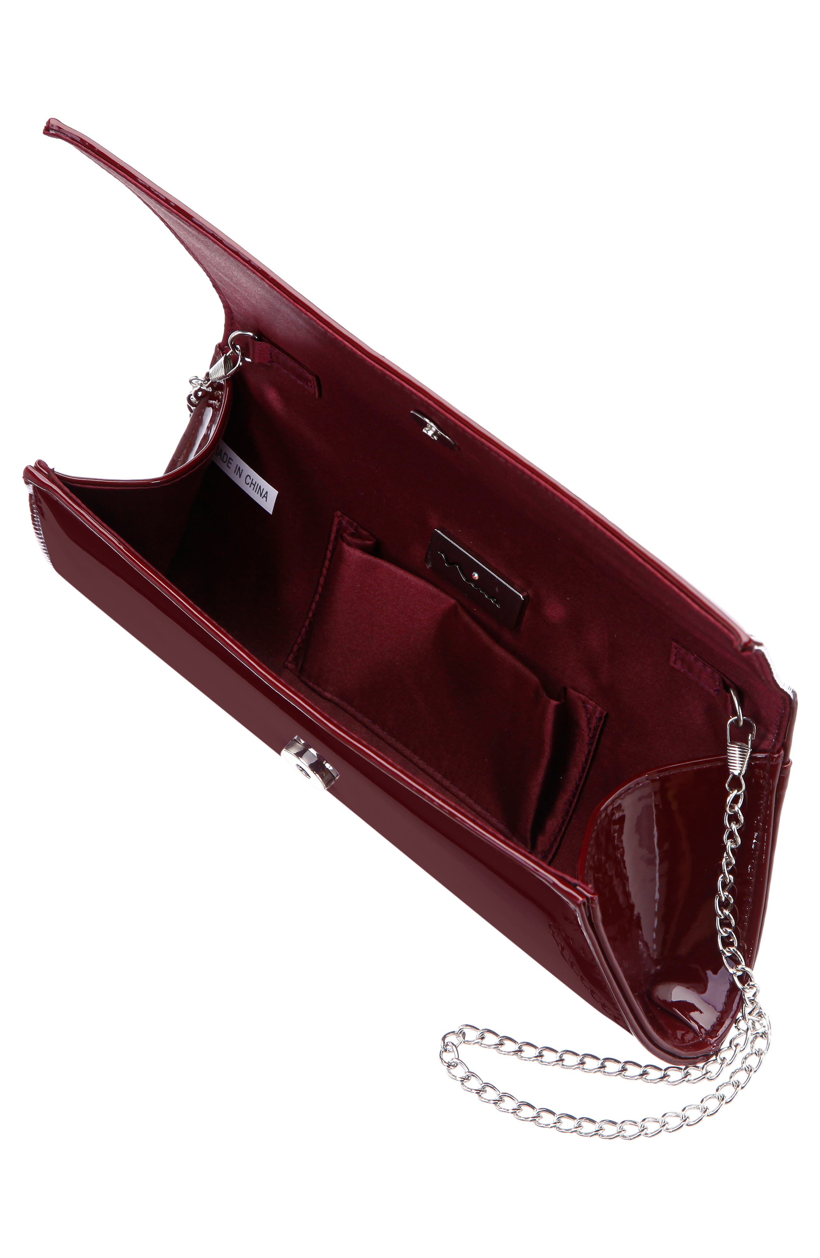 Zoey Faux Leather Clutch, Alternate, color, BORDEAUX