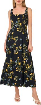 Ted Baker Lemon Print Sleeveless Pleated Midi Dress