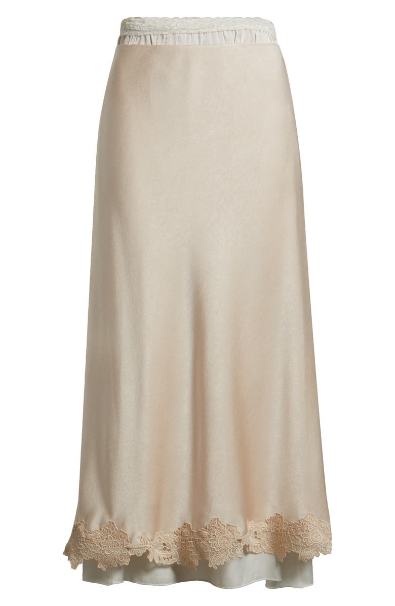 KOBI HALPERIN Brooks Lace Detail Satin Slip Skirt, Main, color, Antique