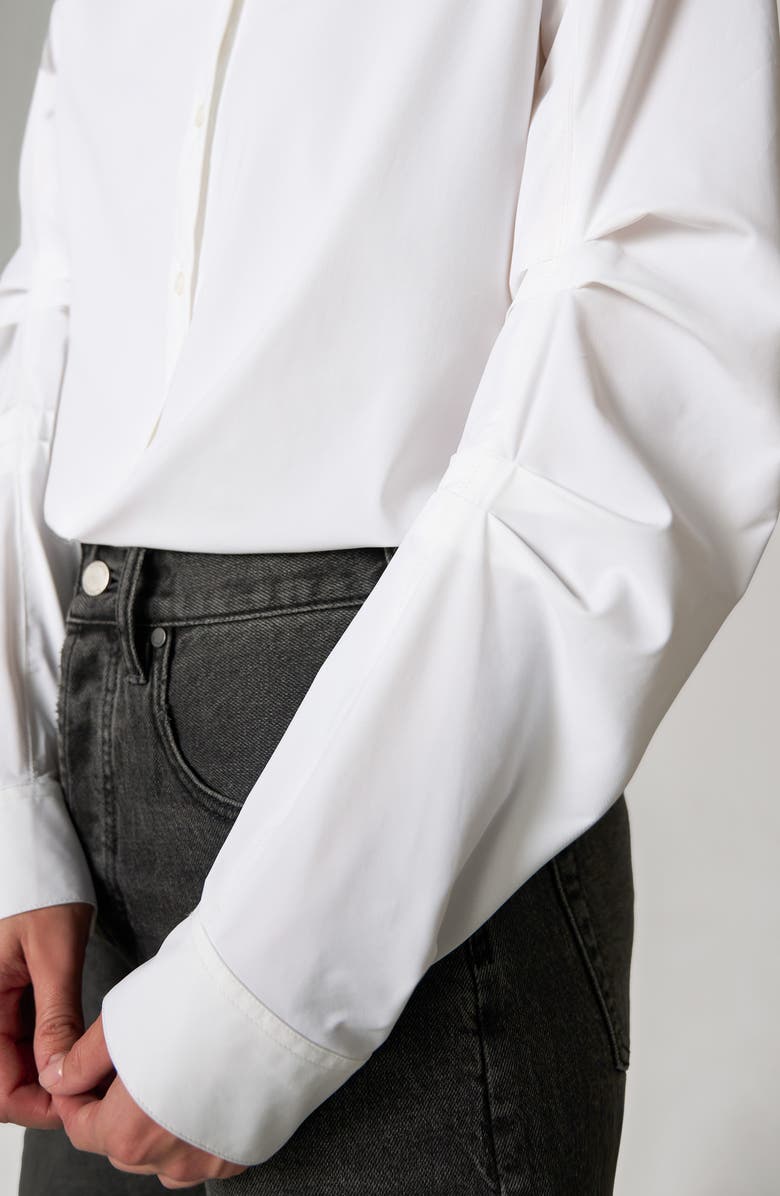 Liverpool Pleated Sleeve Button-Up Shirt, Alternate, color, White