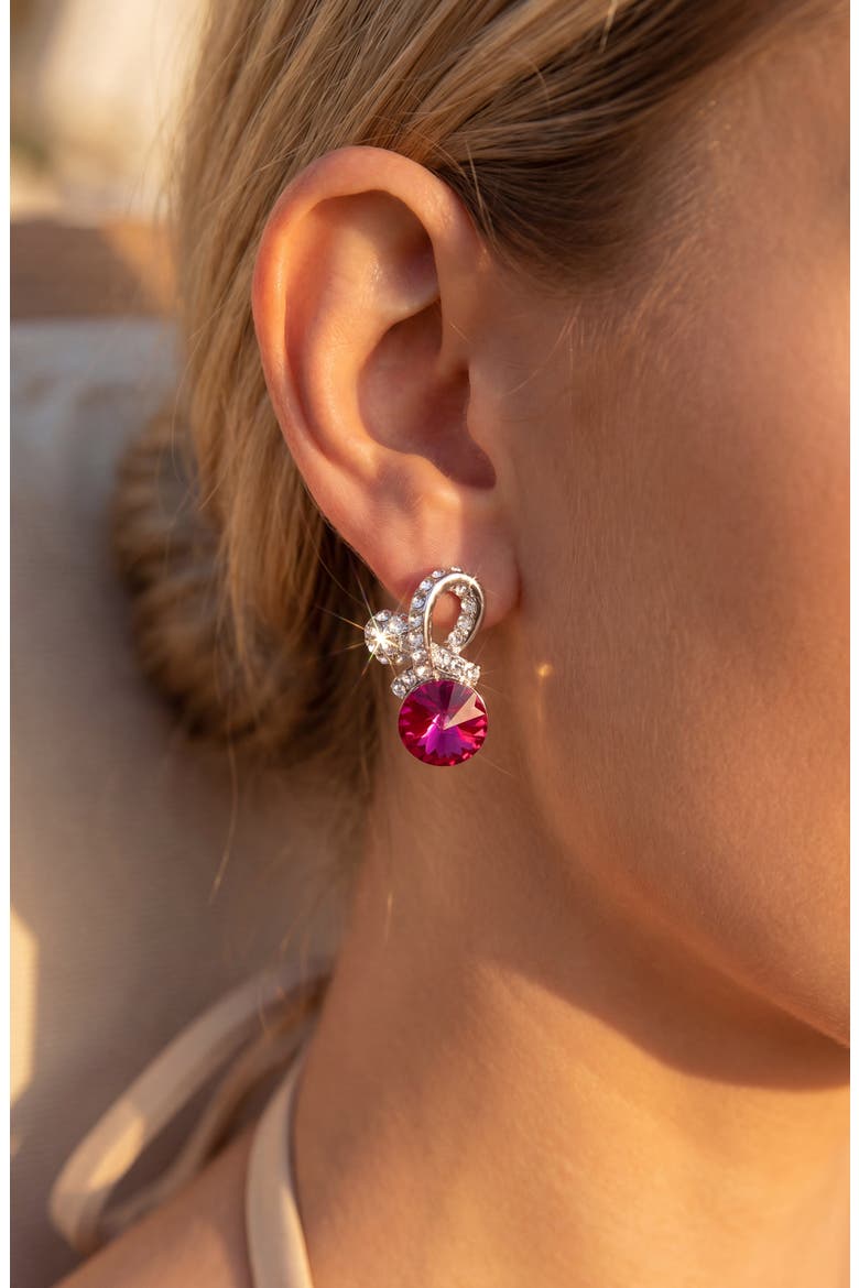 Crystal Flower Drop Earrings, Alternate, color, Pink