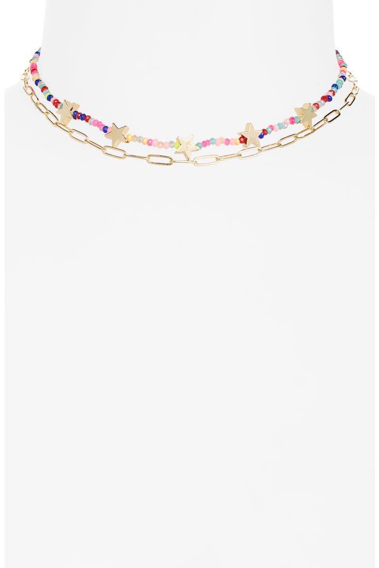 Beaded Set of 2 Necklaces, Alternate, color, GOLD- STAR