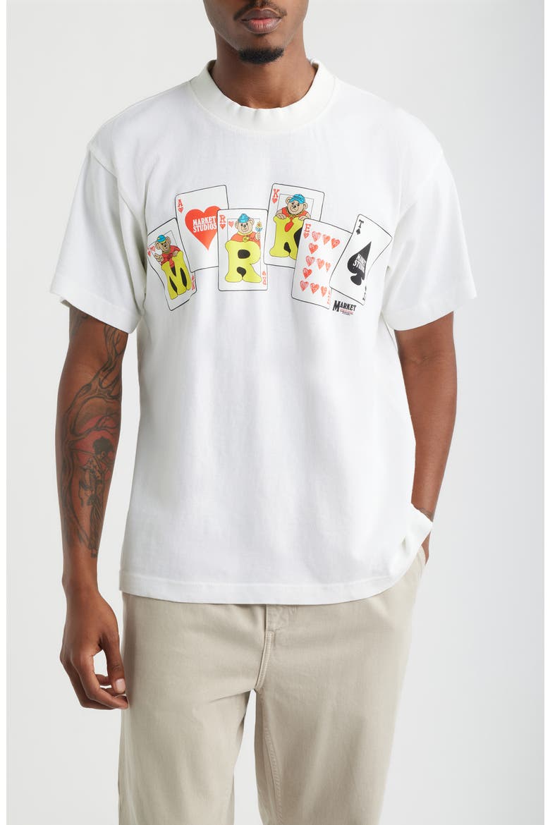 Royal Flush Cotton Graphic T-Shirt, Main, color, WHITE