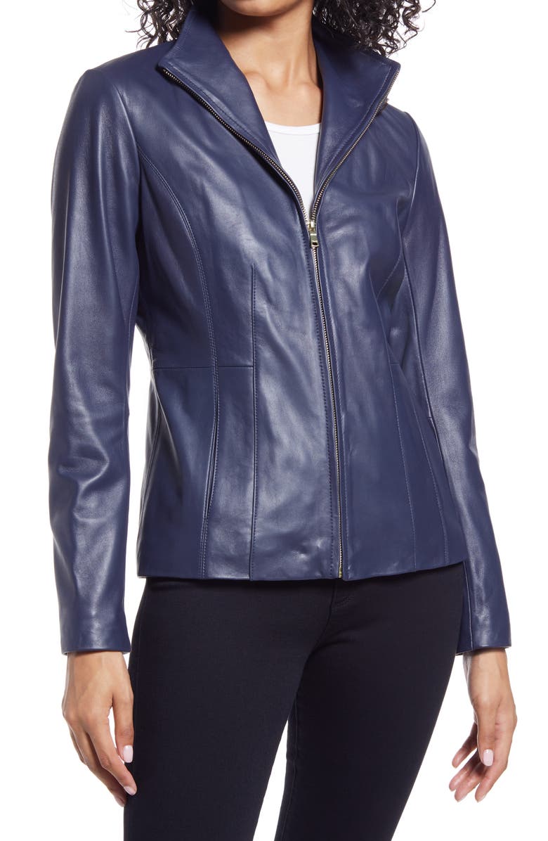 Cole Haan Signature Cole Haan Lambskin Leather Jacket, Alternate, color,
