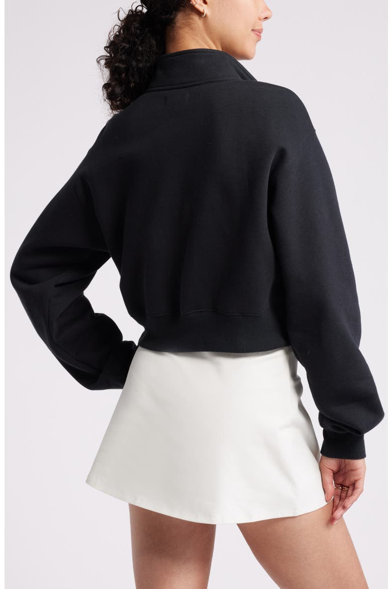 Quarter Zip Fleece Detail Sweatshirt, Alternate, color, BLACK JET