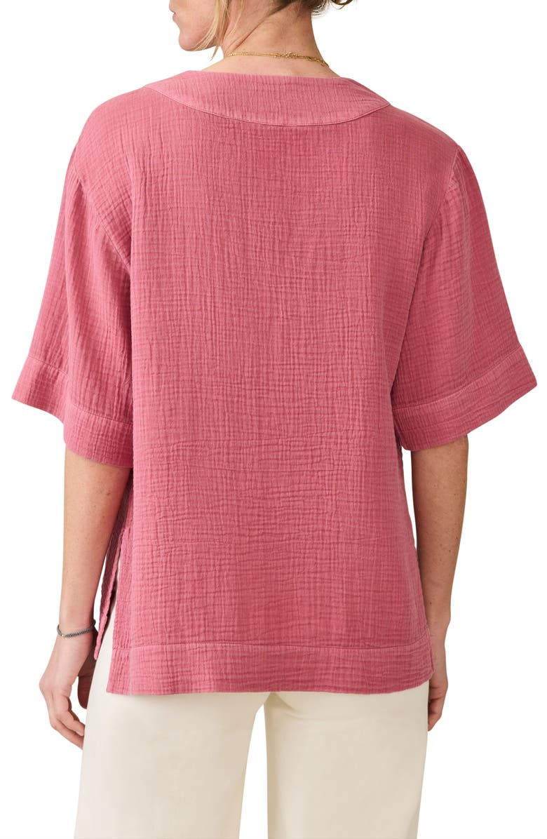 Faherty Dune Organic Cotton Gauze Popover Top, Alternate, color, Heather Rose