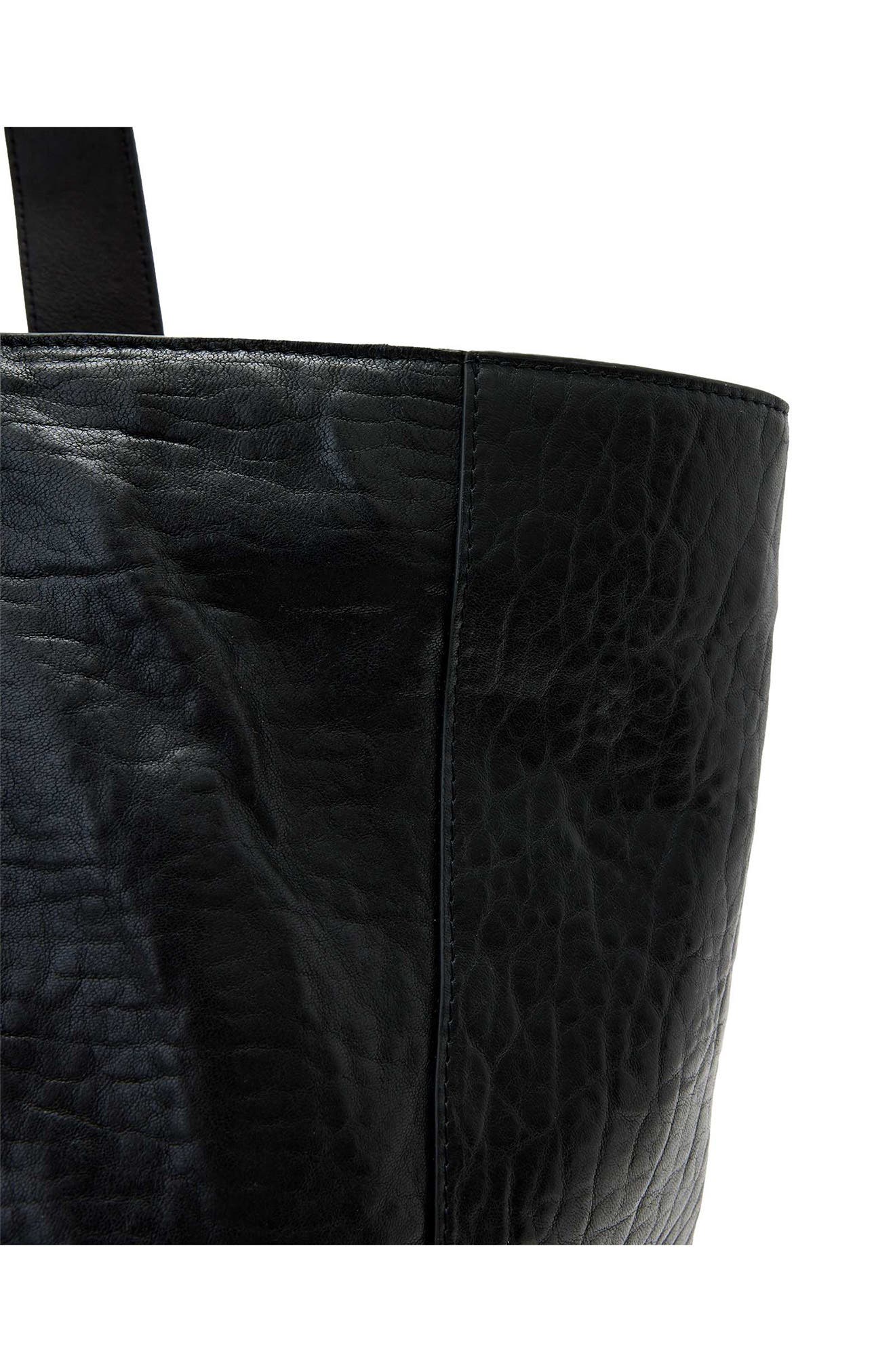 AllSaints Ares Grain Leather Open Tote Bag, Alternate, color, Black