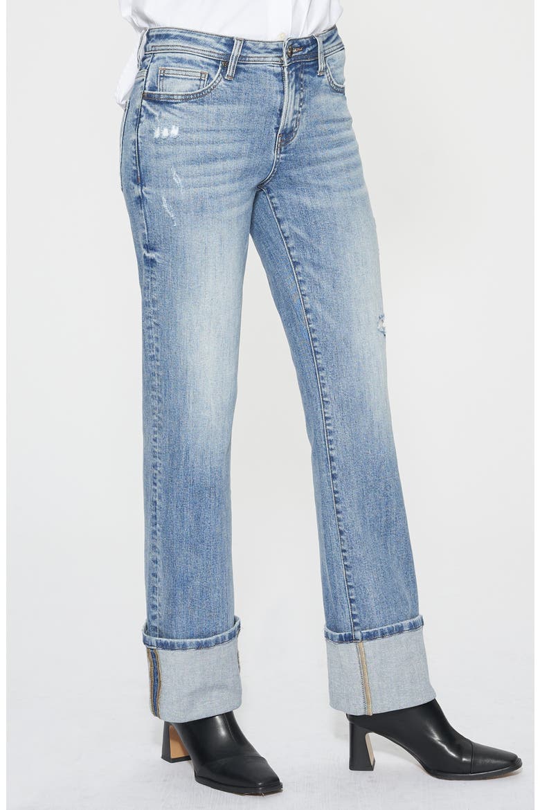 Flora Deep Cuff Straight Jeans, Alternate, color, STELLAR