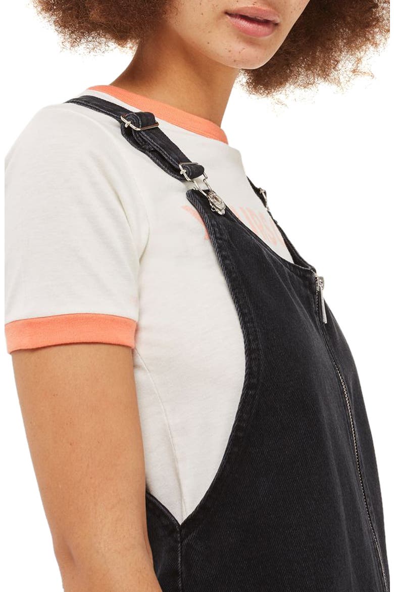 Denim Pinafore Dress, Alternate, color, WASHED BLACK