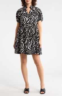 Halogen® Puff Sleeve Slub Dress