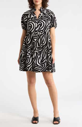Halogen® Puff Sleeve Slub Dress