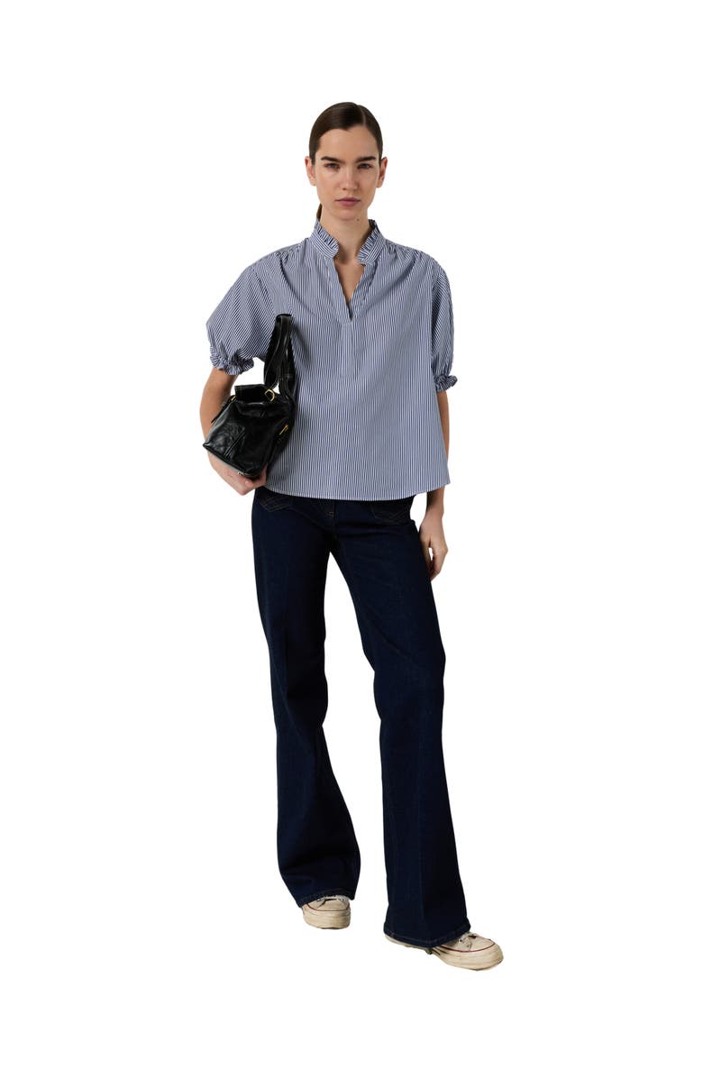 GERARD DAREL Clee Striped Puff Sleeve Blouse, Alternate, color, Ocean Blue