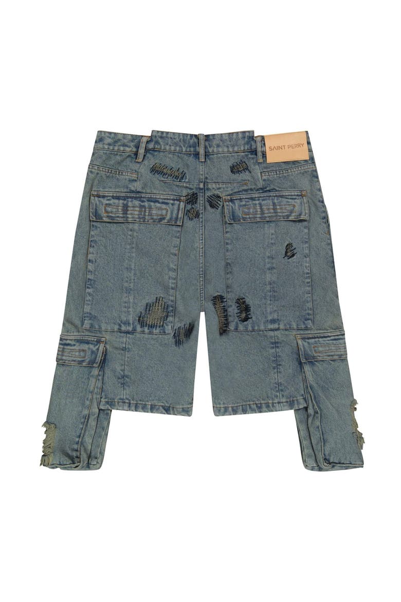 Jazzy Ripped Denim Short, Alternate, color, Blue