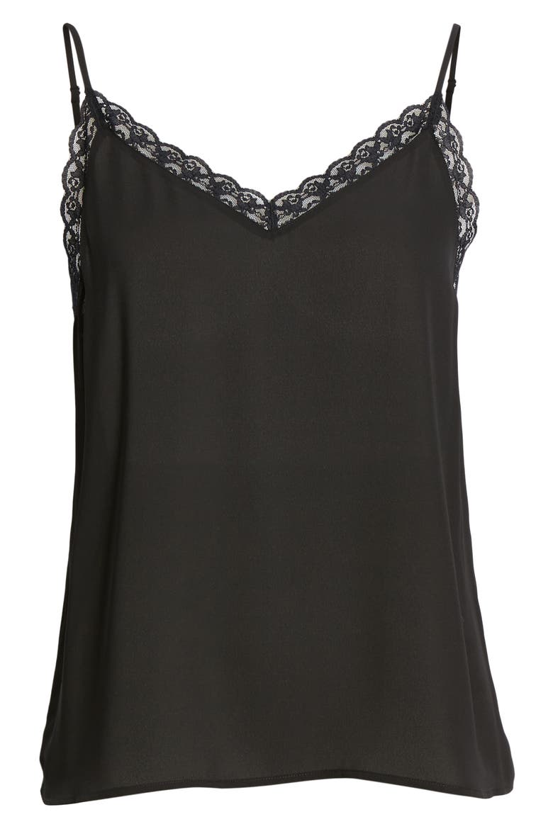 Lace Trim Camisole, Alternate, color, BLACK
