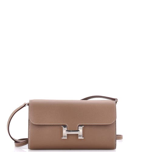 Pre-owned Hermes Hermes Constance To Go Wallet Evercolor In Brown