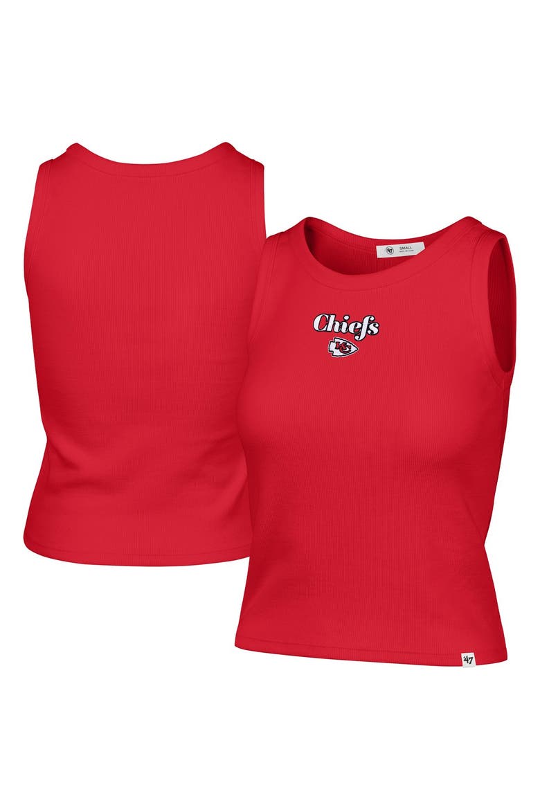 Women's '47  Red Kansas City Chiefs Cropped Straight Cut Ribbed Baby Tank Top, Main, color, Red
