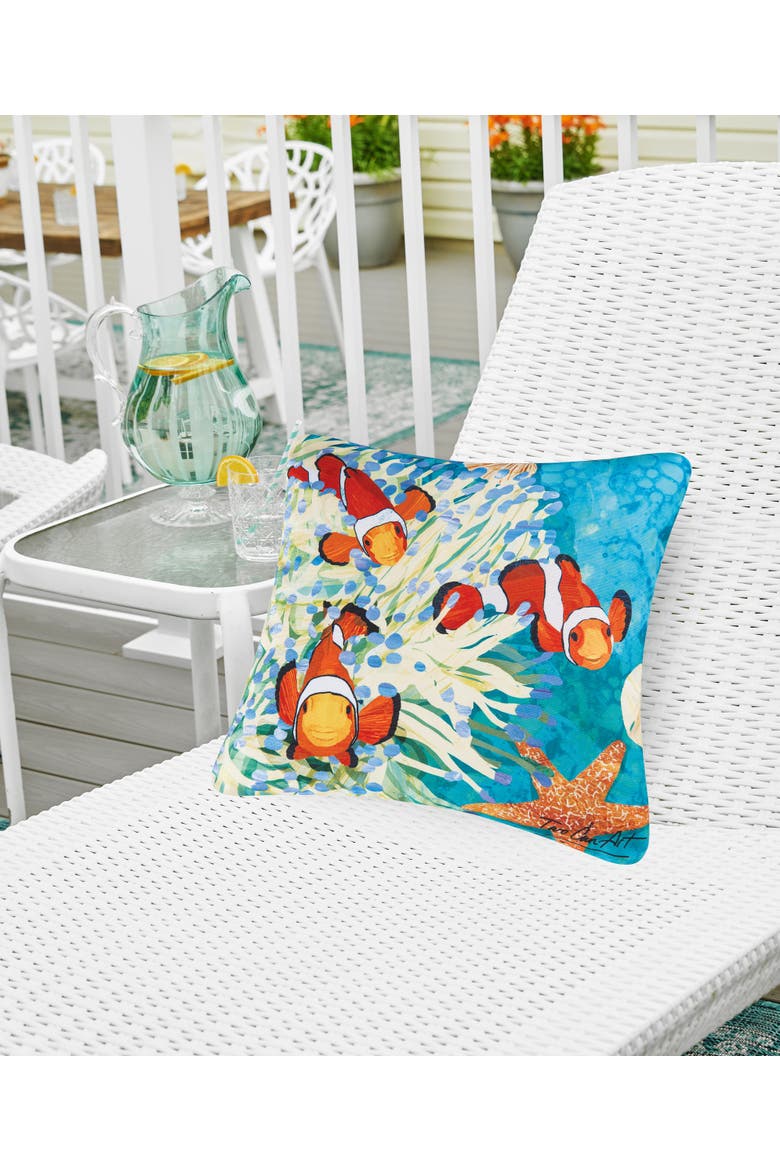 Coral Reef & Clownfish Indoor/Outdoor Accent Throw Pillow, 18" x 18", Alternate, color, Orange