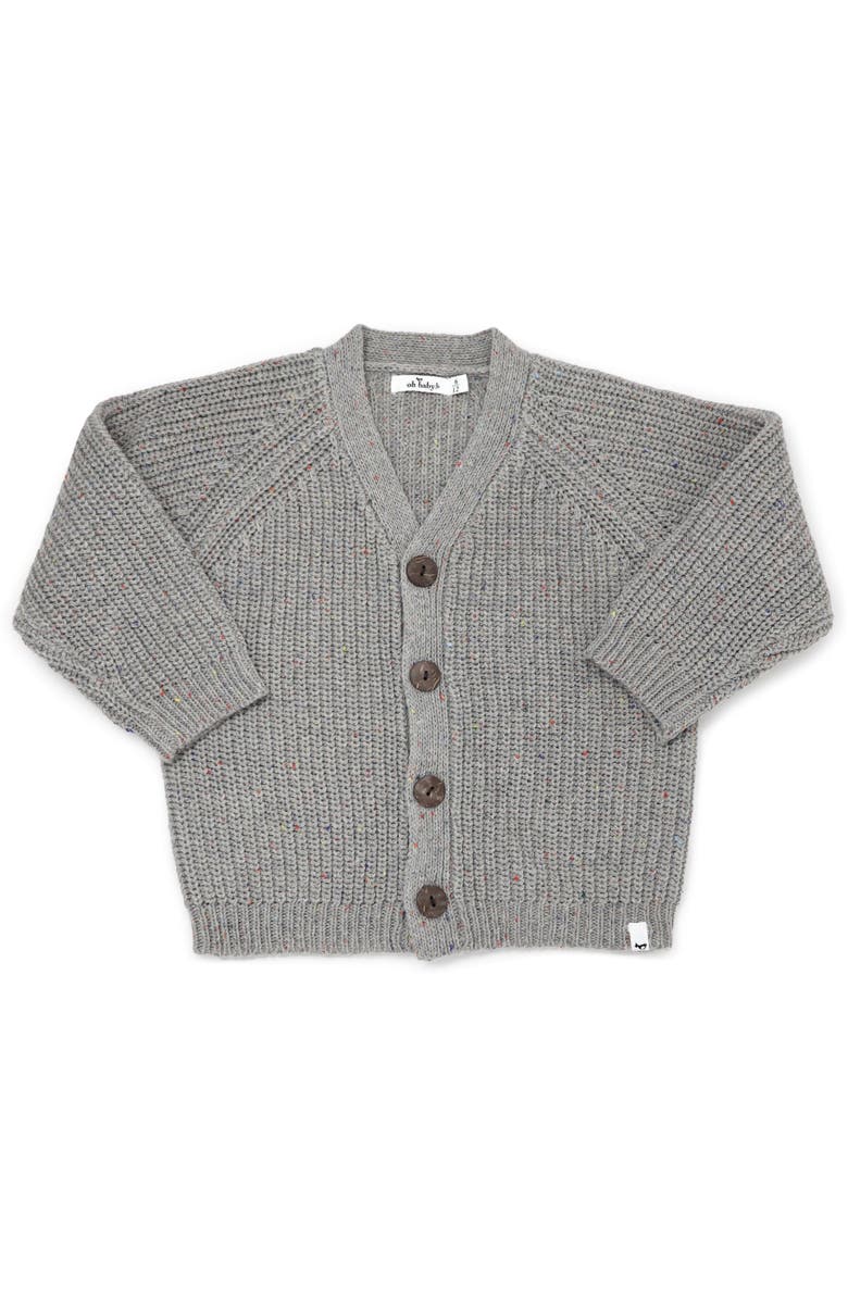 Oh baby! Brand Grandpa Knitted Cardigan- Infant, Main, color, Charcoal Confetti