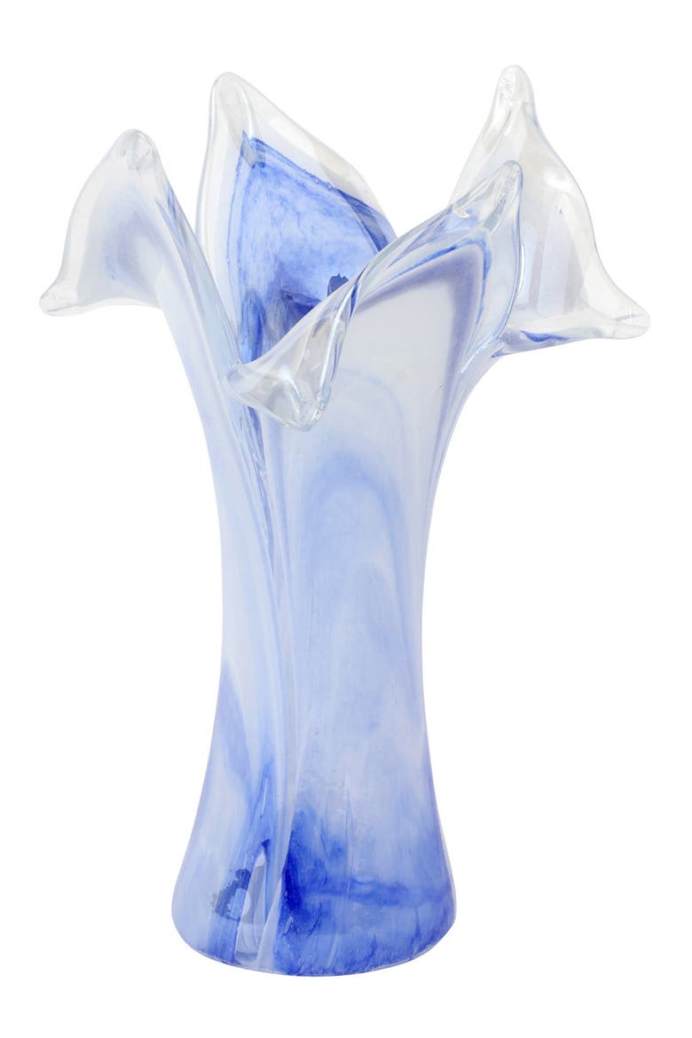 Onda Glass Cobalt Twisted Flower Vase, Main, color, BLUE