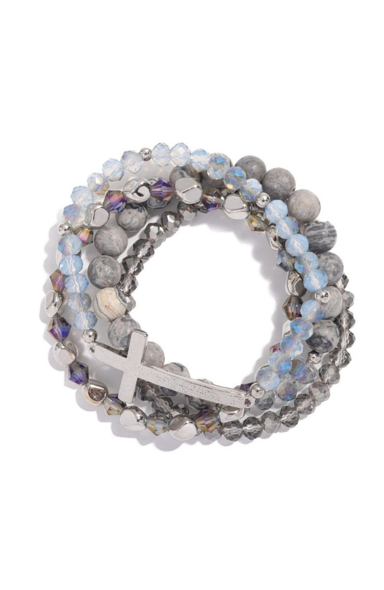 Humanist Beauty Healing Cross 4 Stack Bracelet Set, Alternate, color, Cool Jasper