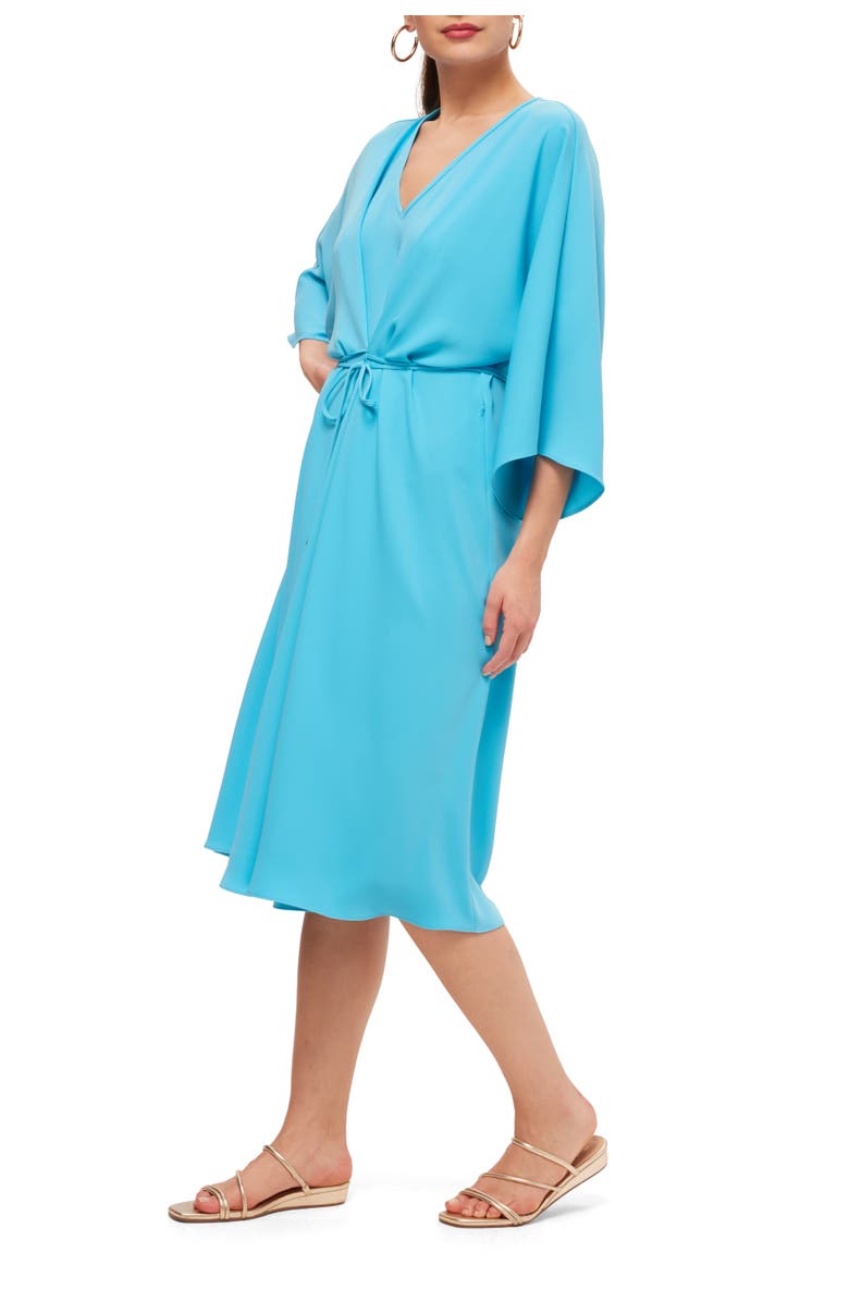 Trina Turk Bell Sleeve Belted Topspin Dress, Alternate, color, Champion Cyan
