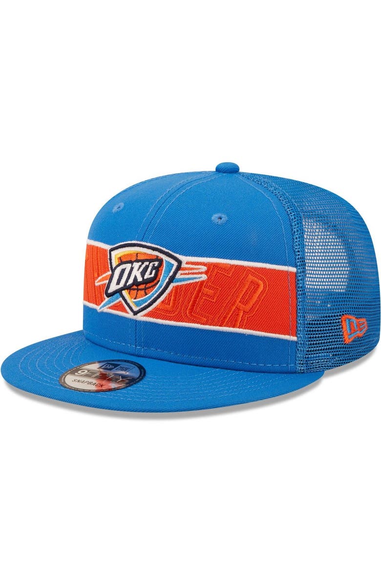 New Era Men's New Era Blue Oklahoma City Thunder Tonal Band Trucker 9FIFTY Snapback Hat, Main, color,
