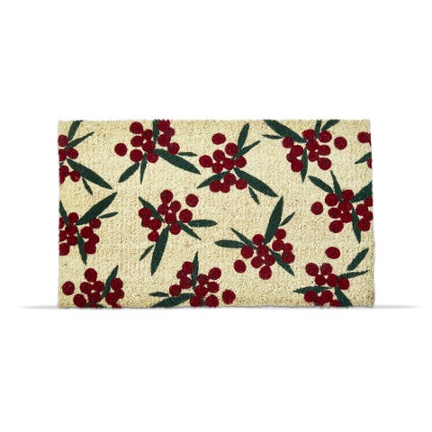Winter Berries Coir Mat Rectangle Indoor Outdoor Welcome Mat