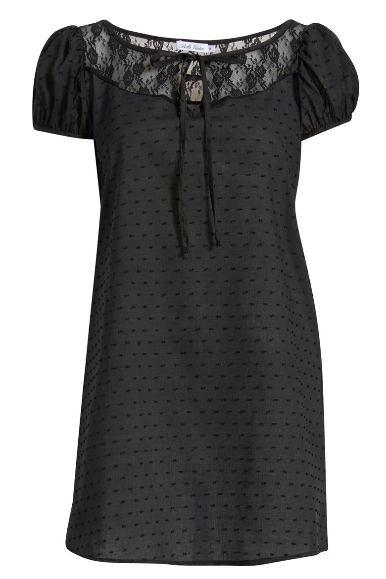 The Margaret Lace Trim Minidress, Alternate, color, BLACK