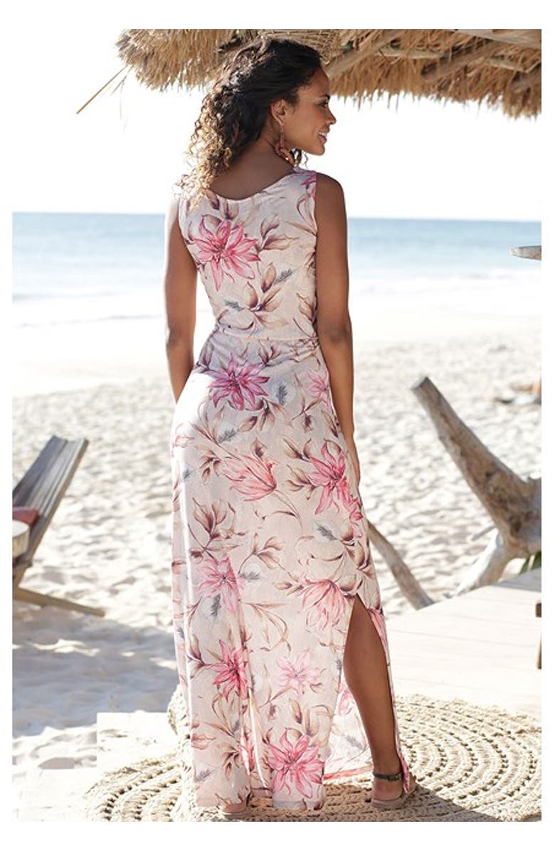 LASCANA Women's Floral Maxi Dress, Alternate, color, Light Pink Floral