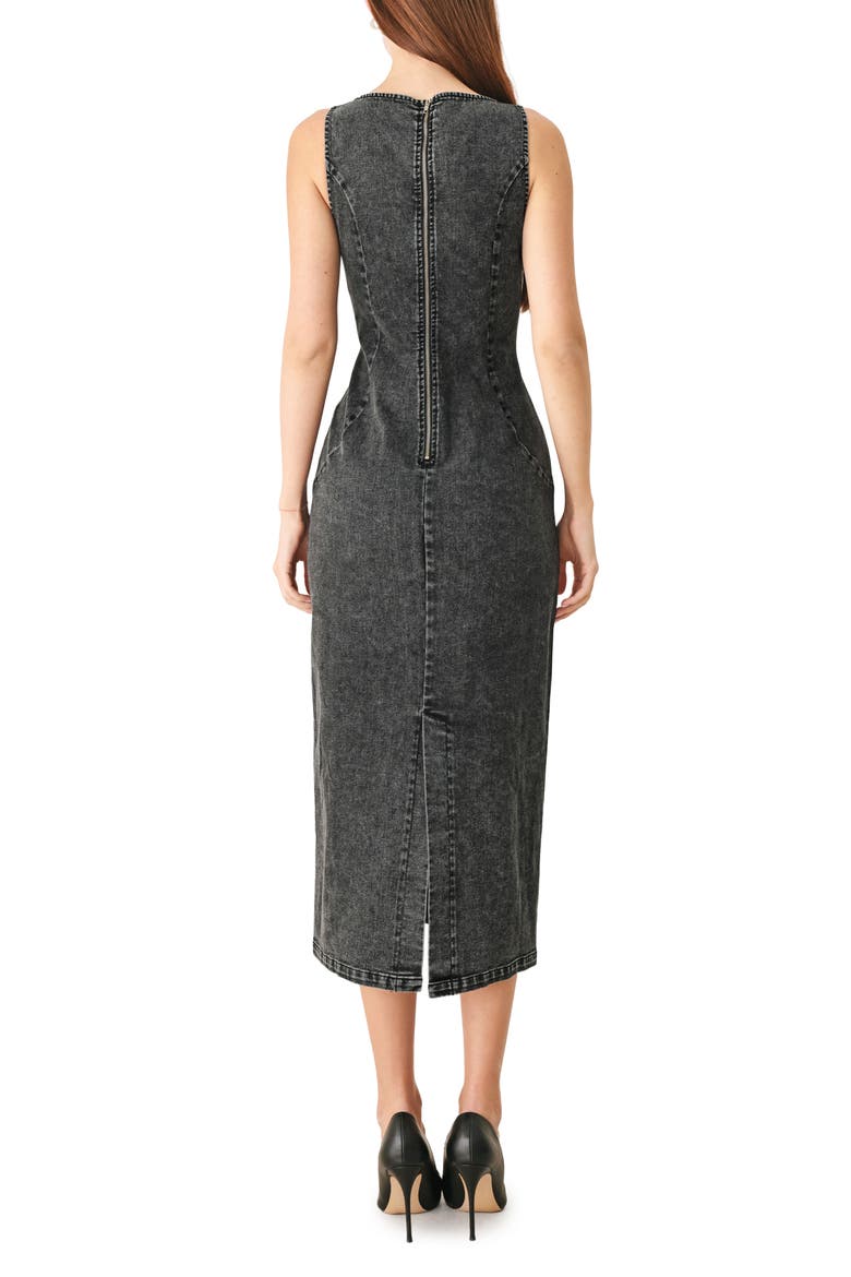 Denim Midi Dress, Alternate, color, BLACK