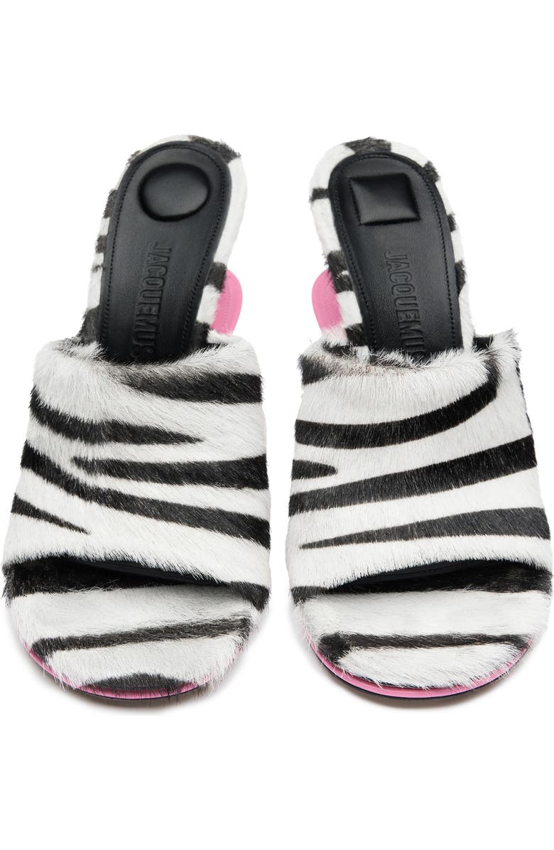 Jacquemus Les Doubles Zebra Print Calf Hair Slide Sandal, Alternate, color,