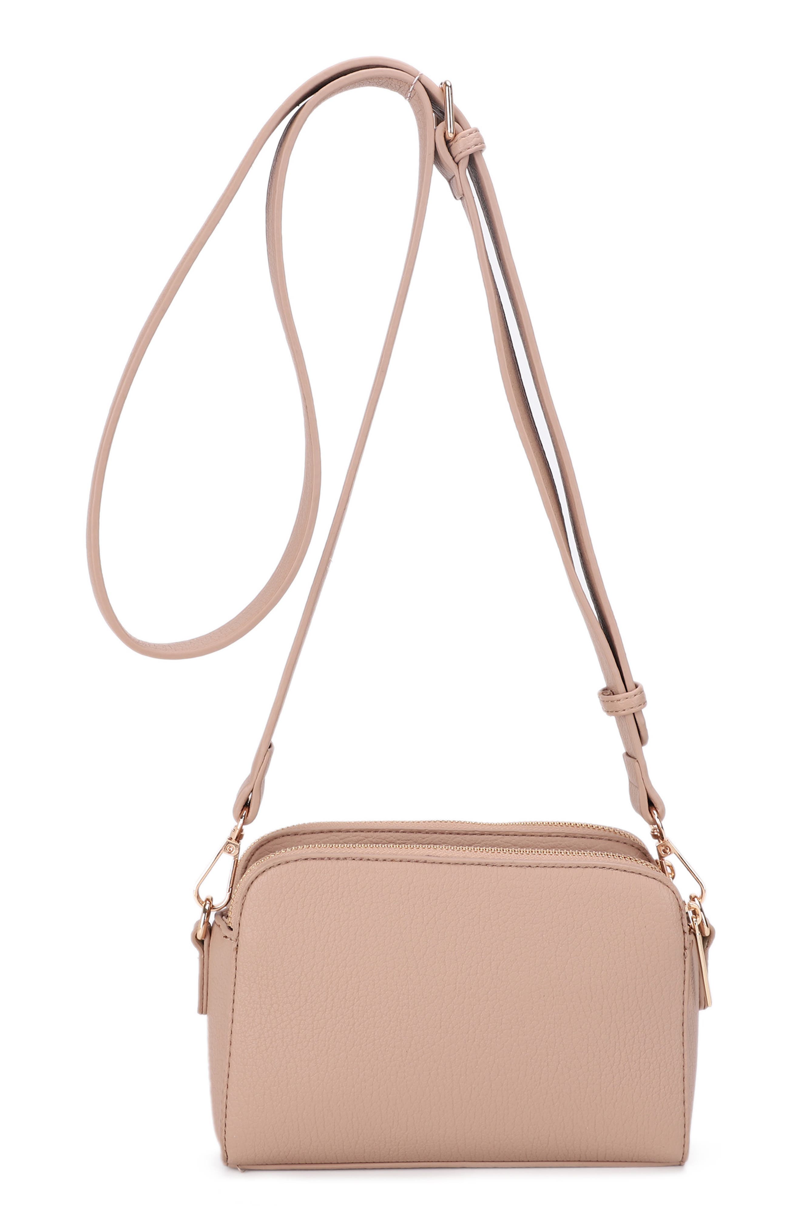 Rose Faux Leather Crossbody Bag, Alternate, color, TAUPE