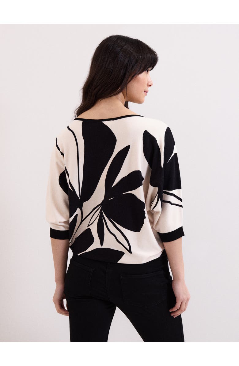 Phase Eight Printed Round Neck Knit Faith Jumper, Alternate, color, Black/Ivory