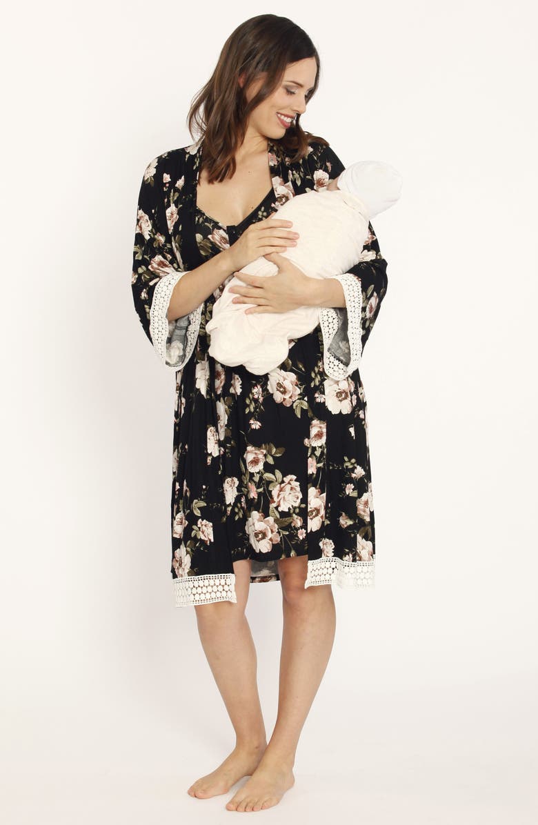 Angel Maternity Maternity/Nursing Dress, Robe & Blanket Set, Alternate, color, 