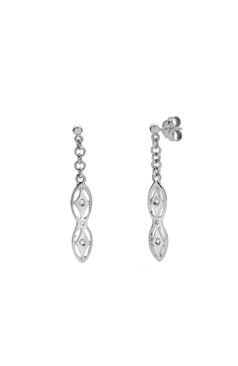 LuvMyJewelry Elarique Sterling Silver 0.04 Ct Diamond Drop Earrings, Main, color, 