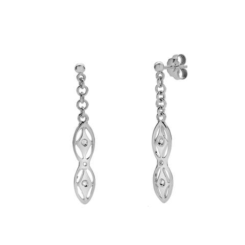 Elarique Sterling Silver 0.04 Ct Diamond Drop Earrings