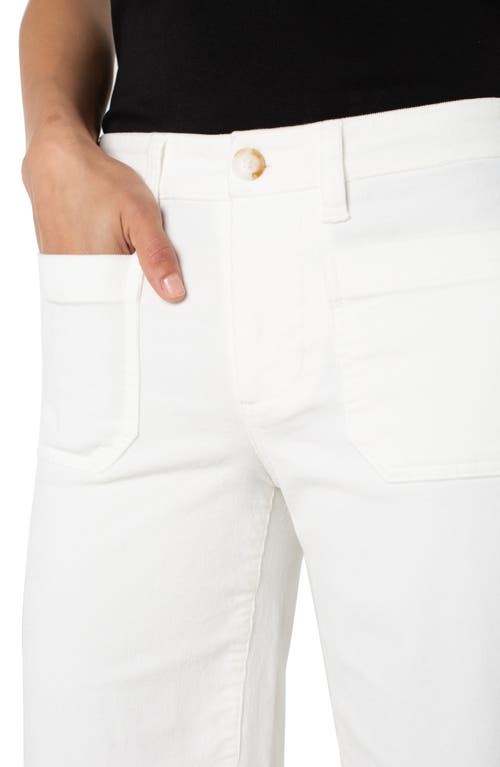 Liverpool Los Angeles Patch Pocket Mid Rise Ankle Wide Leg Corduroy Pants In White