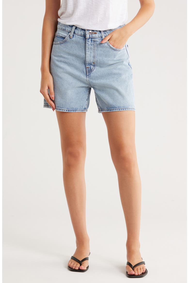 The Easy High Waist Denim Shorts, Main, color, TURBO