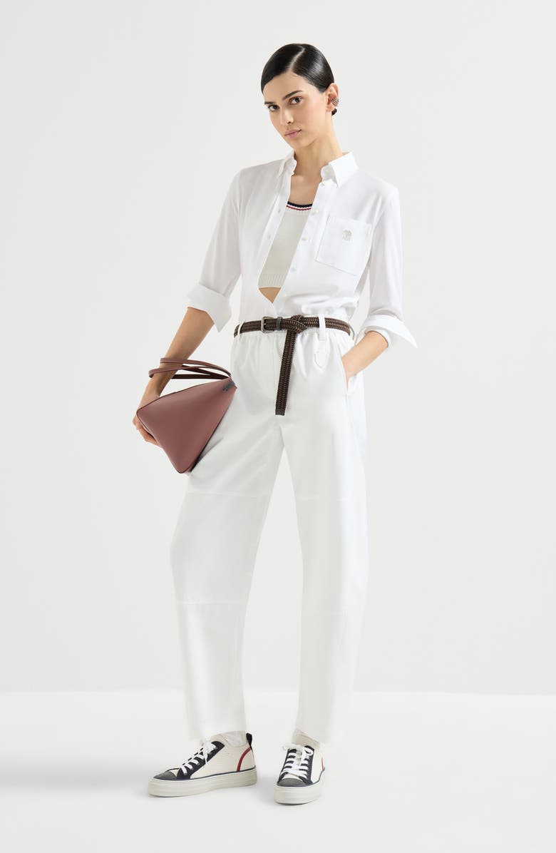 Brunello Cucinelli Ergonomic track trousers, Alternate, color, White