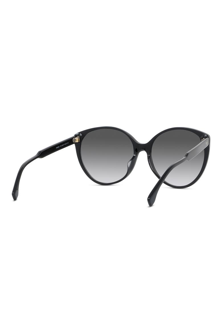 'Fendi Fine 59mm Round Sunglasses, Alternate, color, SHINY BLACK / GRADIENT SMOKE