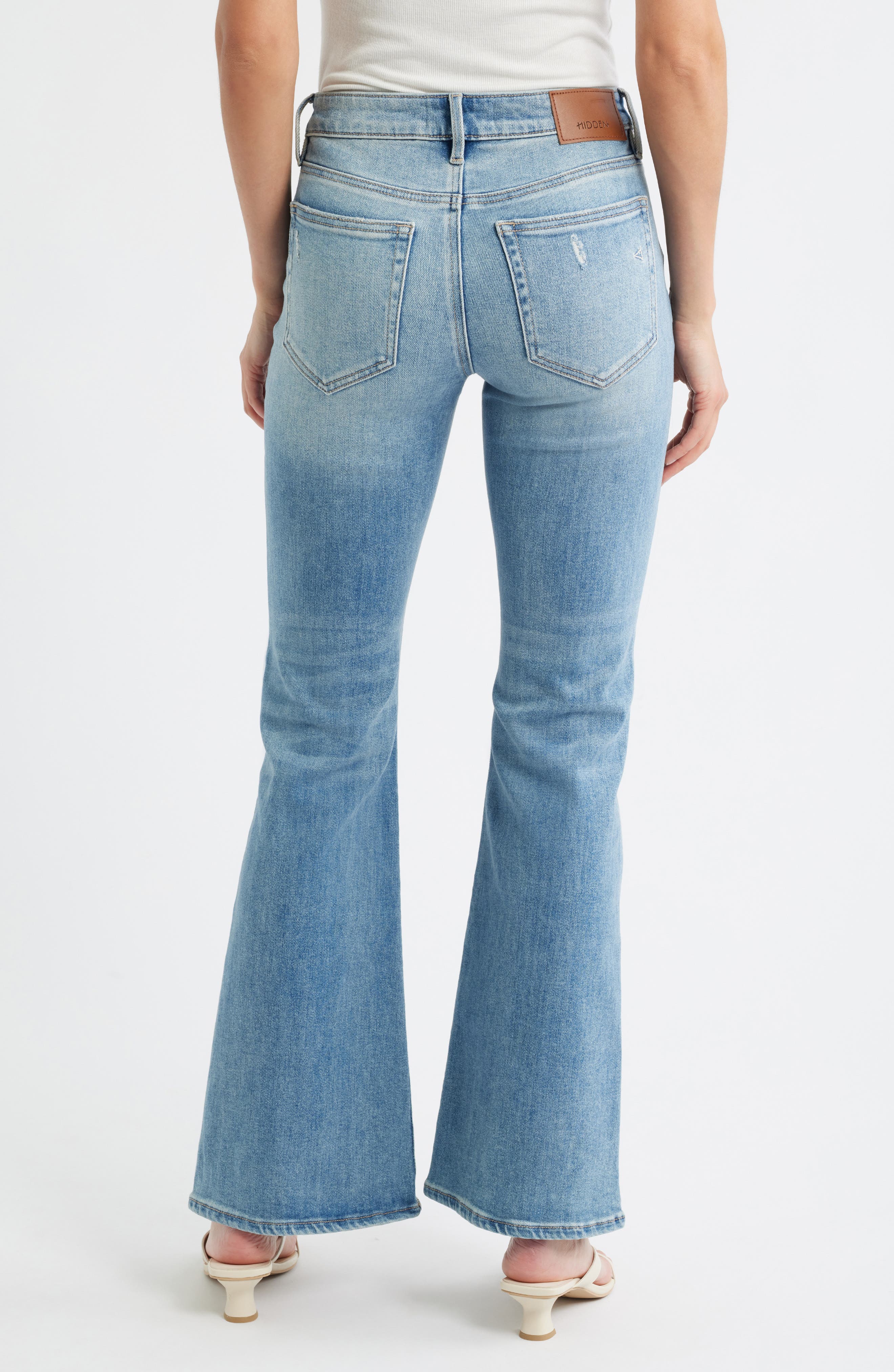Ripped Mid Rise Step Hem Flare Jeans - image 2