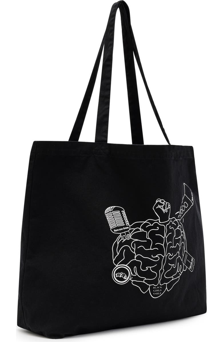 AllSaints Black Girls Smile Tote, Alternate, color,
