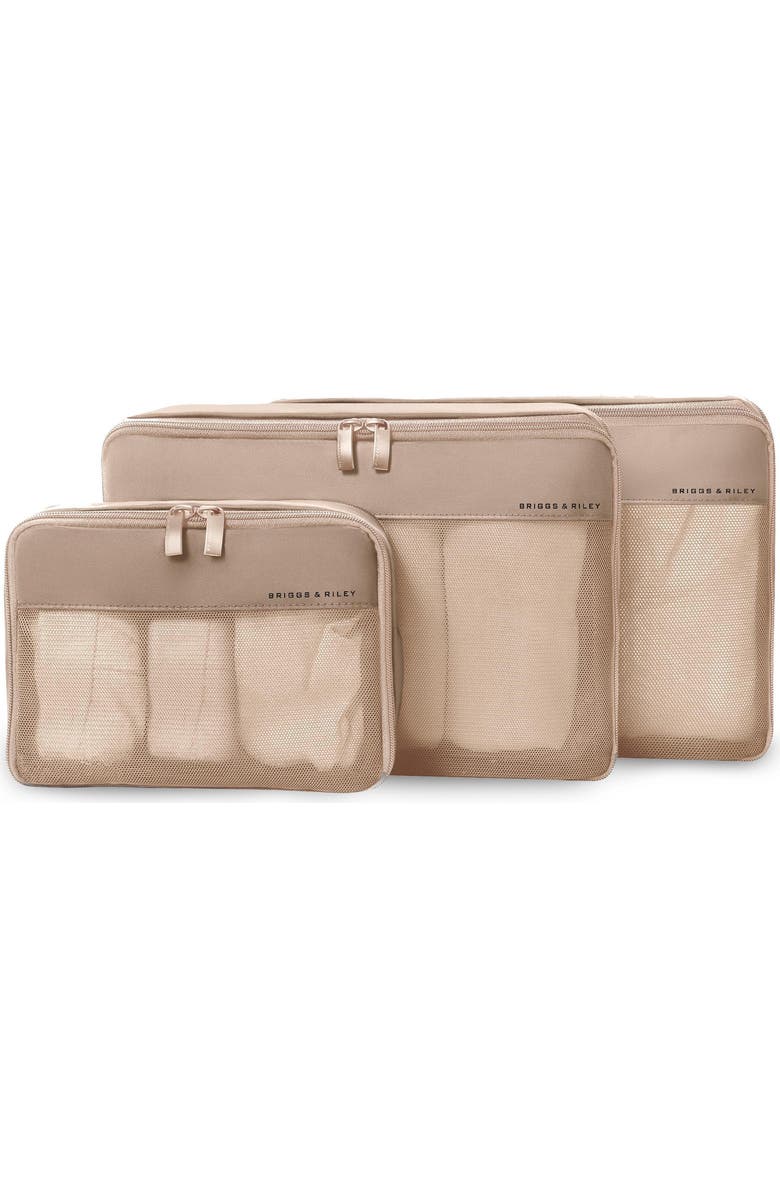 Briggs & Riley 3-Piece Carry-On Compression Packing Cubes, Main, color, Tan