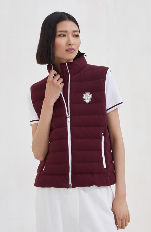 Brunello Cucinelli Logo Quilted High Collar Sleeveless Jacket In Purple