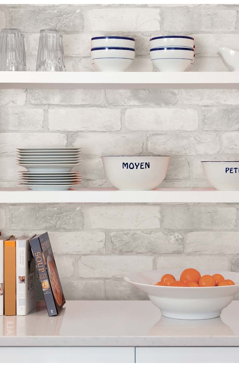 Wallpops Loft White Brick Peel & Stick Wallpaper, Alternate, color, White