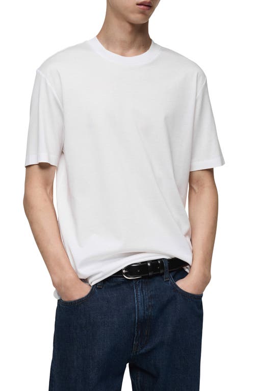 Mango Short Sleeve Cotton Crewneck Sweater In White