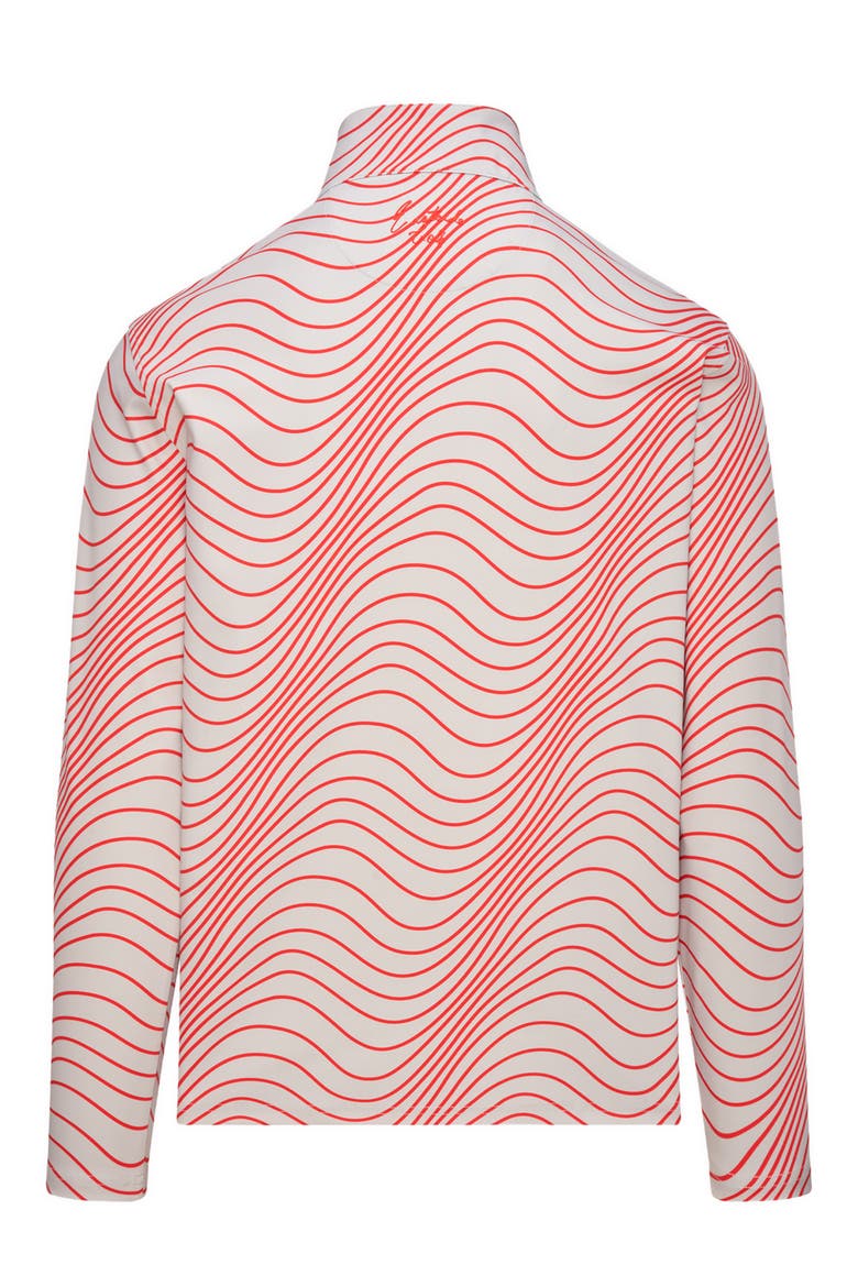 Signature Wave Stripe Quarter Zip Pullover, Alternate, color, PUMICE/ LAVA