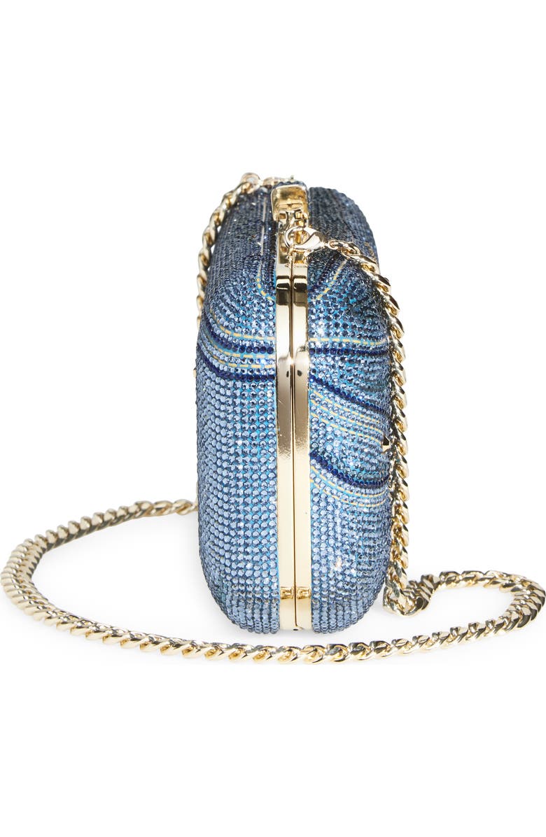 JUDITH LEIBER COUTURE Slide Jeans Crystal Embellished Clutch, Alternate, color, Champagne Denim Blue Multi